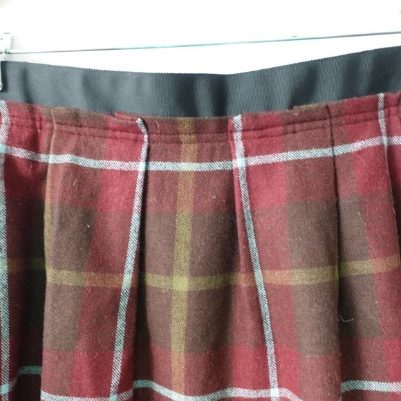 Lands End Skirt 10 Wool Mini Pleated Plaid Windowpane School Grunge Y2K Academia - Picture 5 of 9